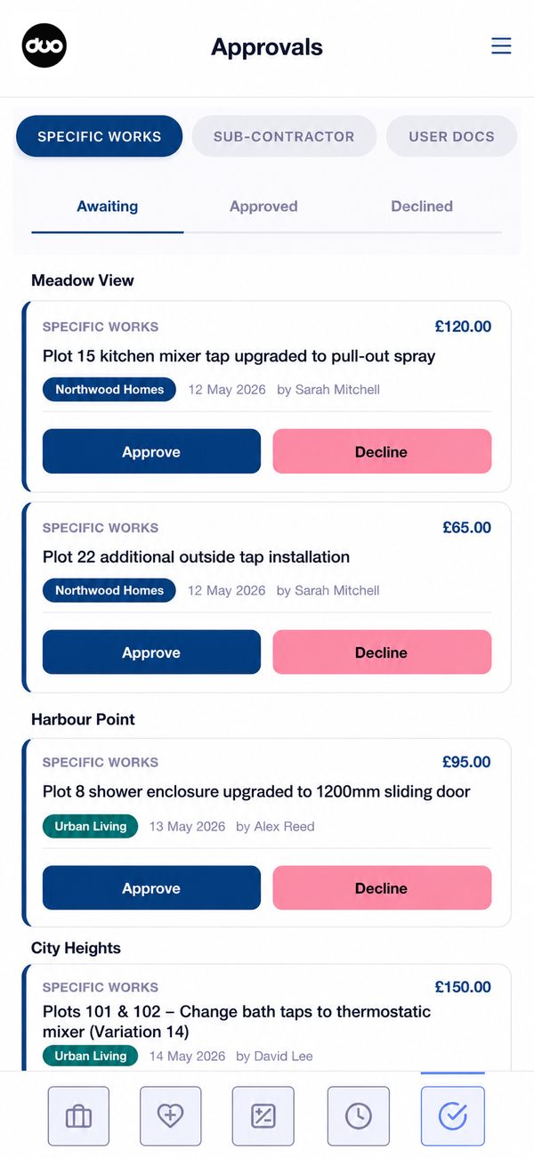 Approvals workflow on mobile